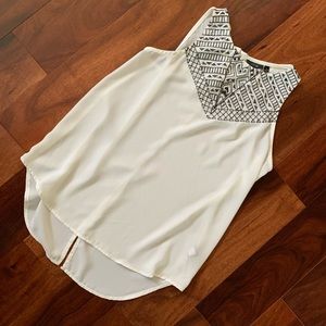 LIKE NEW White Blouse Tank Top With Black Detail